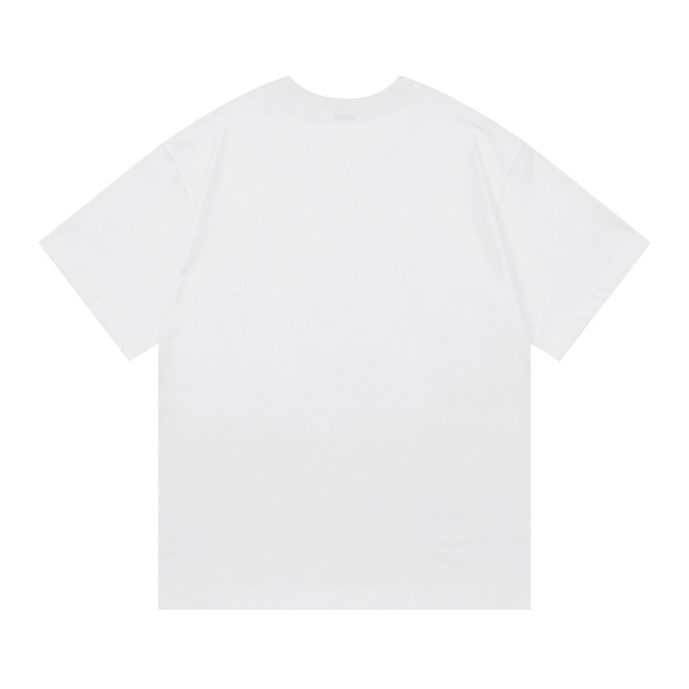 Flower tattoo letter printed short sleeved t-shirt
