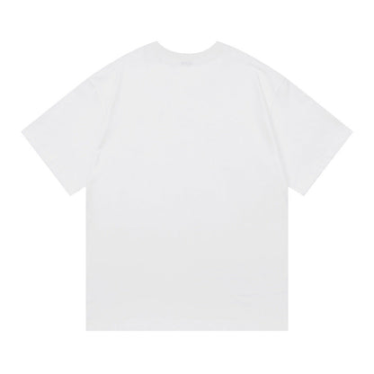Flower tattoo letter printed short sleeved t-shirt