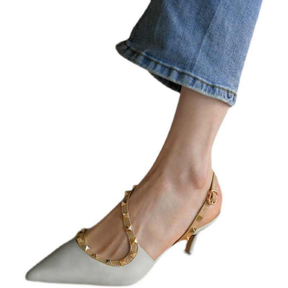 Sheepskin Pointed-Toe Stiletto Heel Shoes | High-Sense Side-Empty High Heel Sandals | Trendy Minimalist Luxury Leather Pumps | Luxury-Label Statuesque Radiant Footwear | 2026 High-Fashion Emerald-Luxe Essential
