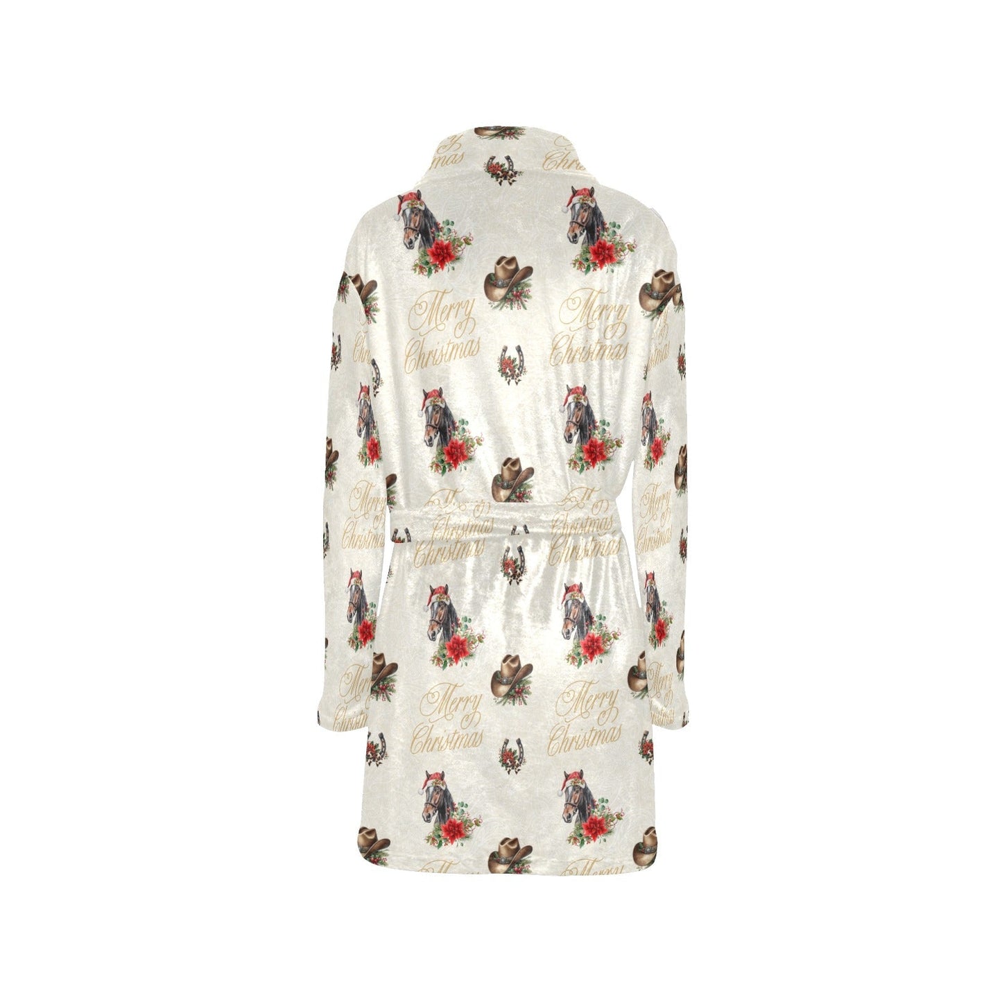 Baha Ranch Christmas Horses Western Fleece Bathrobe