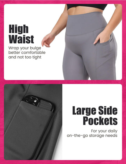 Cropped High-Waisted Yoga Pants with Diagonal Pockets