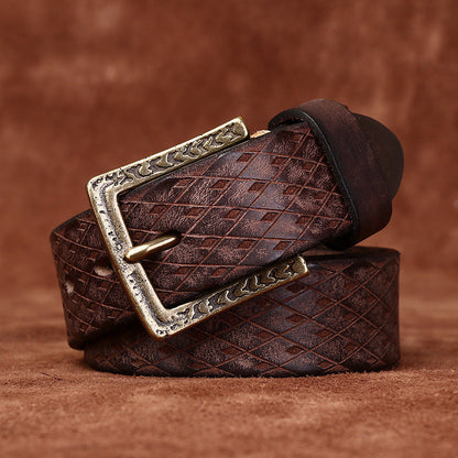 Men’s Original Diamond-Carved Denim Belt | High-Sense Architectural Leather & Denim Waistband | Trendy Minimalist Rugged Jeans Belt | Luxury-Label Statuesque Men’s Accessory | 2026 High-Fashion Urban Essential