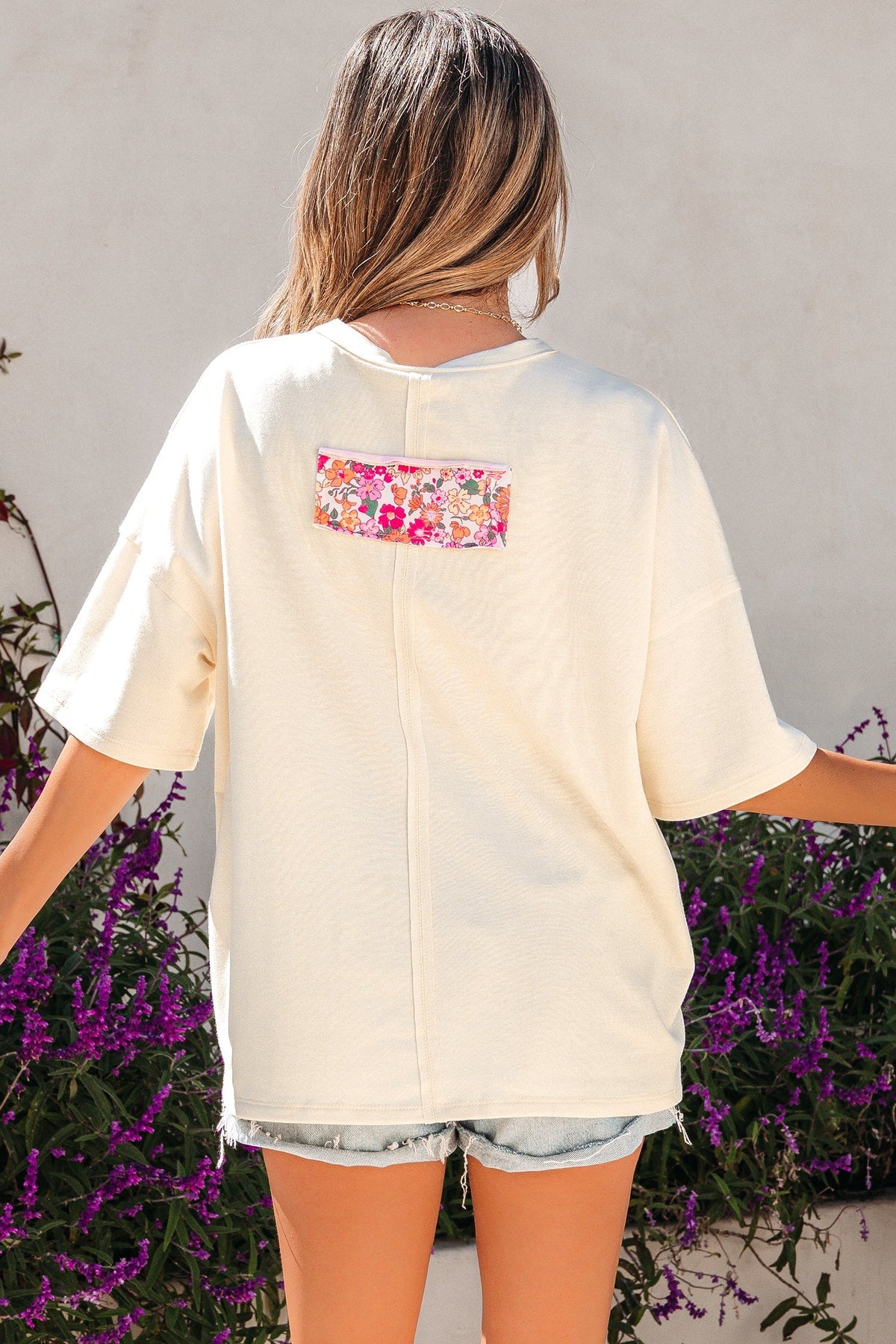 Threaded Pear Poppy Big Flower Oversize Tee