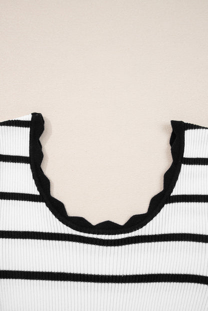 Threaded Pear Sutton Striped Ribbed Slim Sweater