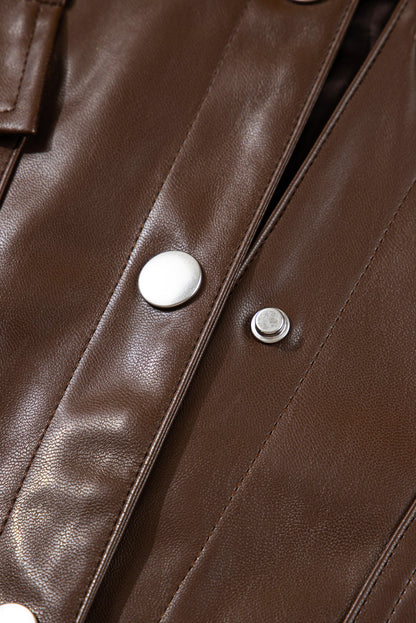Threaded Pear Mila Drawstring Hem Leather Jacket