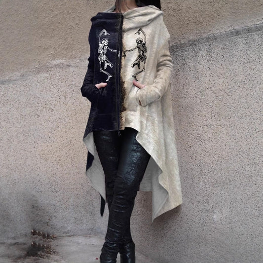Women’s Hybrid Long Trench Coat with Built-in Hoodie | Elegant Double-Breasted Hooded Overcoat | Casual Streetwear Trench with Long Sleeves | Versatile 2-in-1 Layered Autumn Jacket for Women