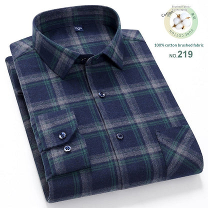 Men’s Casual Plaid Cotton Shirt | Modern Square Collar Checkered Button-Down | Premium Breathable Cotton Flannel Style Shirt | Trendy Slim-Fit Plaid Long Sleeve for Men