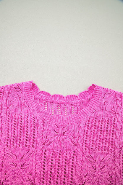 Threaded Pear Ainara Trim Short Sleeve Sweater