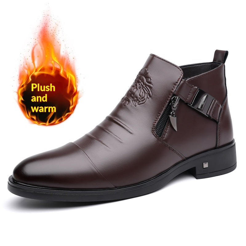Men’s Retro Wide-Fit Ankle Boots | Trendy Side-Chain Leather Boots | Classic Vintage-Style Biker Boots for Men | High-Sense Comfortable Wide-Toe Boots | 2026 High-Fashion Urban Streetwear Footwear