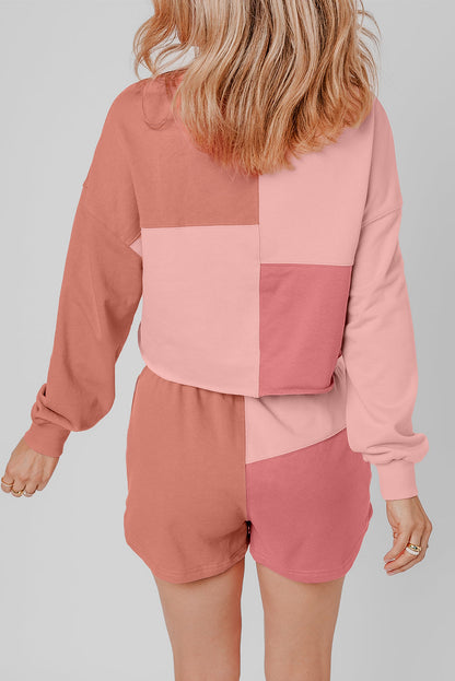 Threaded Pear Saige Patchwork Long Sleeve Shorts