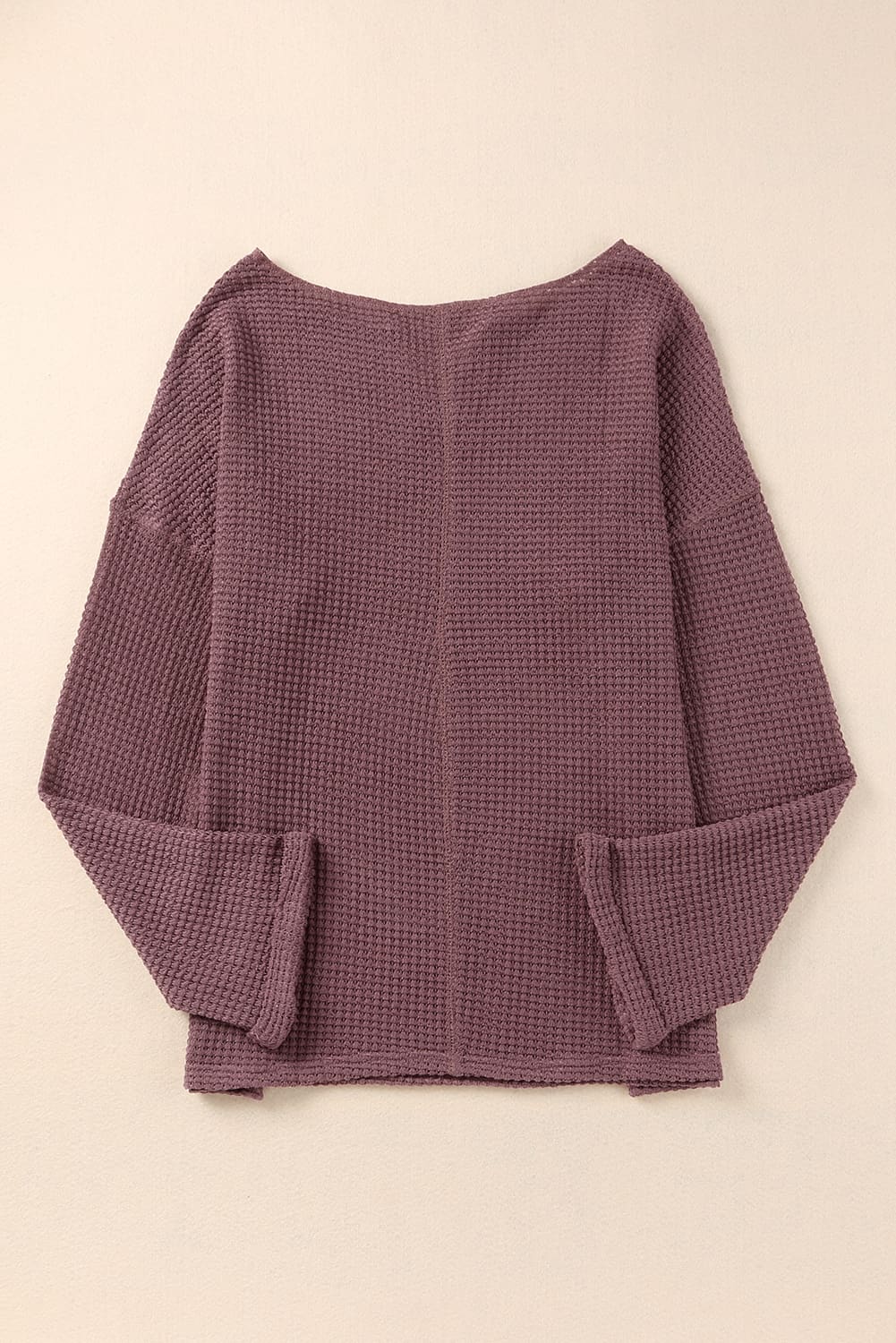 Threaded Pear Evelyn Waffle Knit Loose Long Sleeve Top