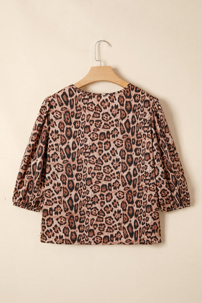 Threaded Pear Promise Tie Puff Sleeve Blouse