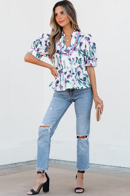 Threaded Pear Raelyn Floral Ricrac Trim Top
