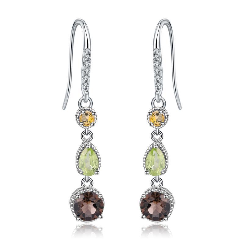 Fashionable Elegant Natural Gemstone Earrings | Genuine S925 Sterling Silver Studs | Luxury Crystal Drop Earrings for Women | Premium Hypoallergenic Fine Jewelry Gift