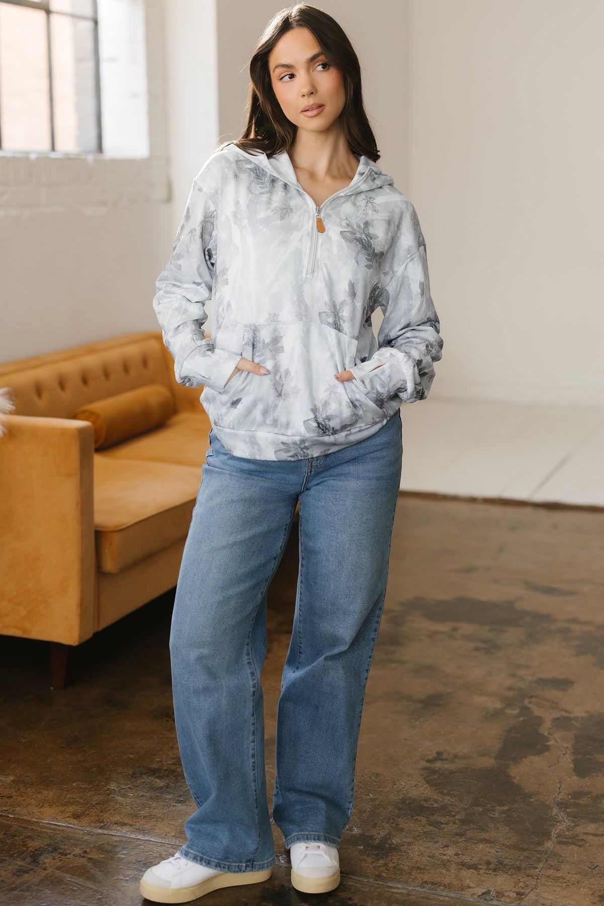 Threaded Pear Sariyah Kangaroo Quarter Zip Hoodie