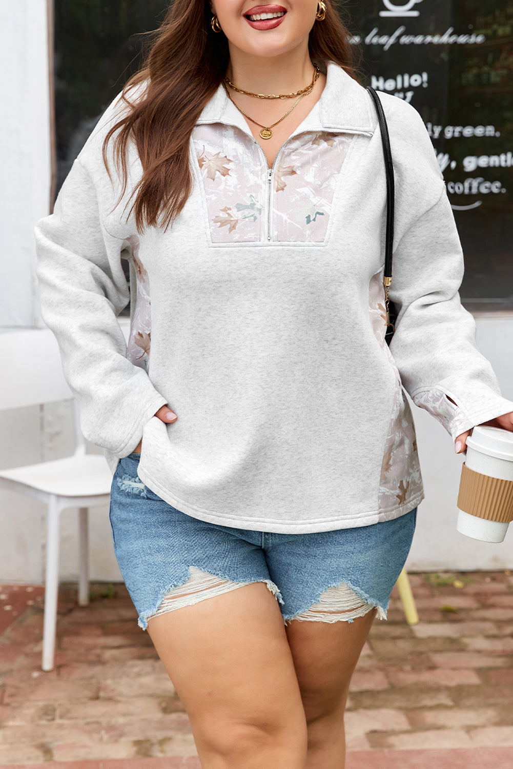 Threaded Pear Olivia Patchwork Zipped Collar Pullover