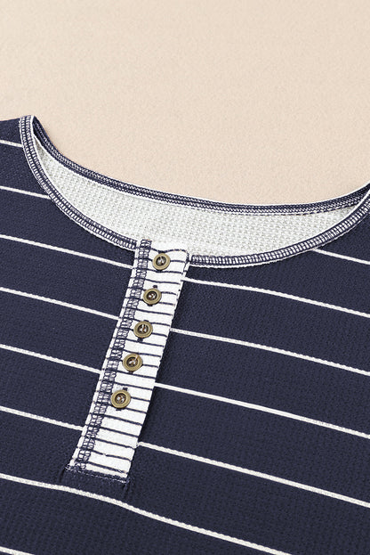Threaded Pear Simone Henley Waffle Knit Top