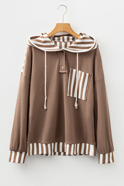 Threaded Pear Tilly Striped Patchwork Drawstring Hoodie