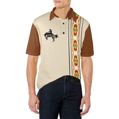 Baha Ranch Desert Cowboy Aztec Polo Shirt