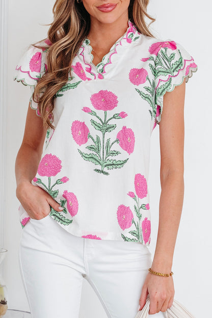 Threaded Pear Mariah Detail Short Sleeve Blouse
