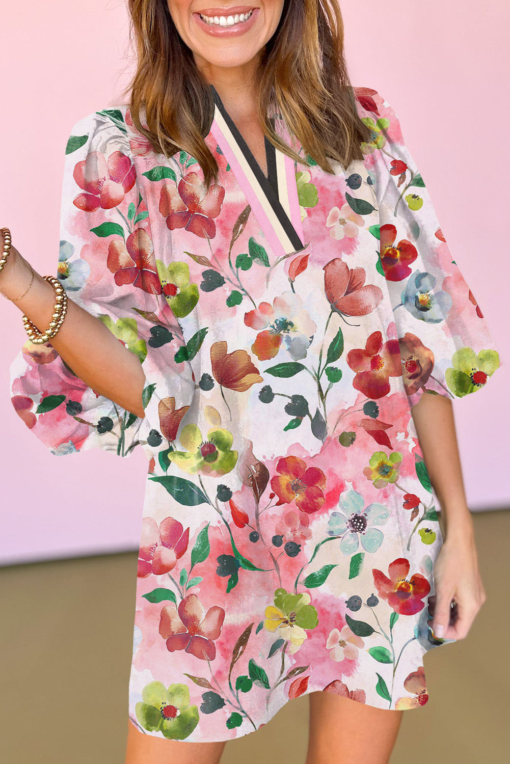Threaded Pear Aliya Half Sleeve Shift Dress