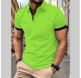 Men's Short Sleeve Business Casual Polo Shirt | Summer Lightweight Cotton Blend Dress Shirt | Premium Solid Color Semi-Formal Polo for Men