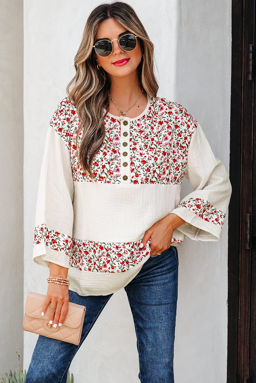 Threaded Pear Penny 3 4 Sleeve Blouse