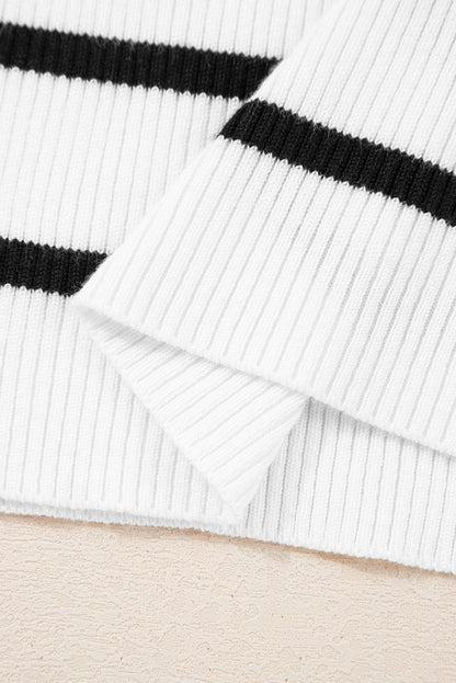 Threaded Pear Sutton Striped Ribbed Slim Sweater