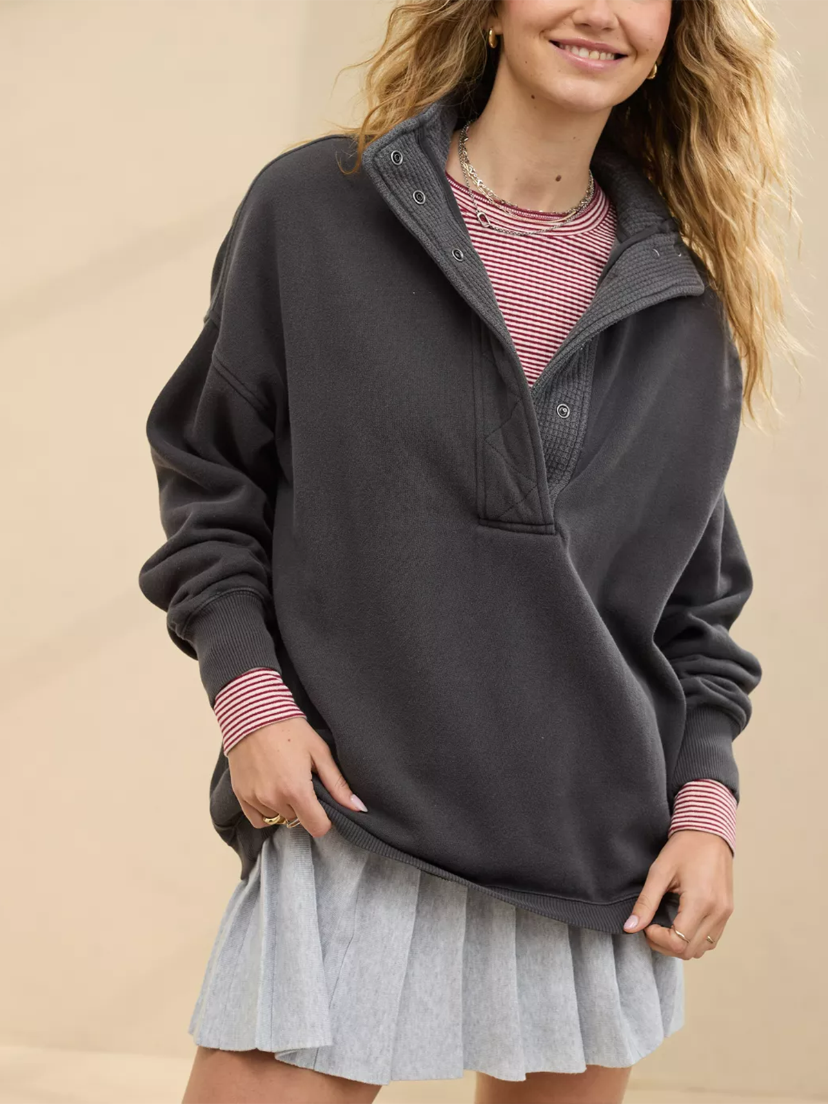 Quarter Snap Sweatshirt(Buy 2 Free Shipping)