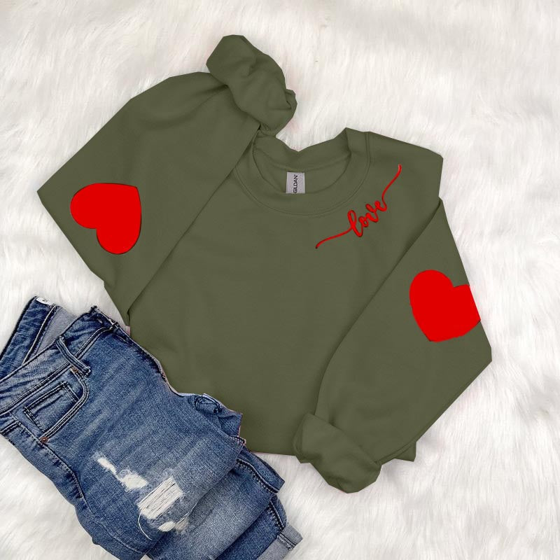 Long Sleeve Sweatershirt with Heart Elbow Patch