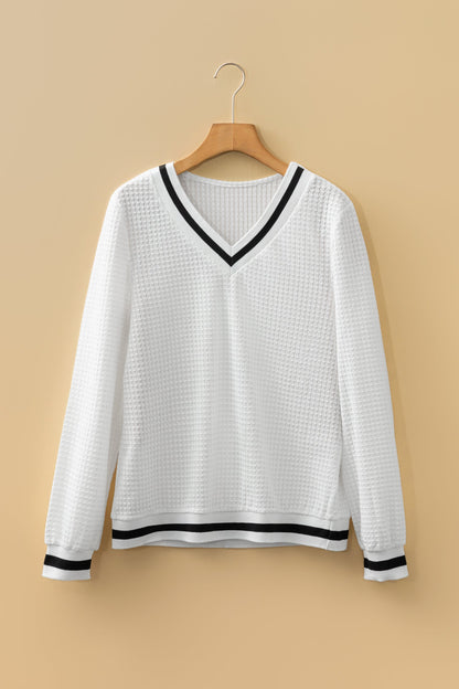 Threaded Pear Greta Trim Pullover Waffle Top