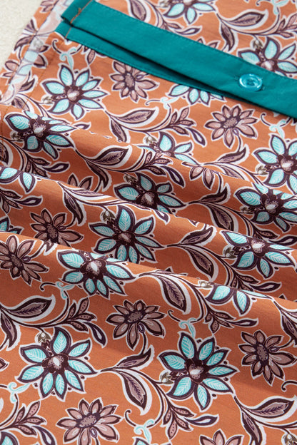 Threaded Pear Alia Floral Contrast Collared Shirt
