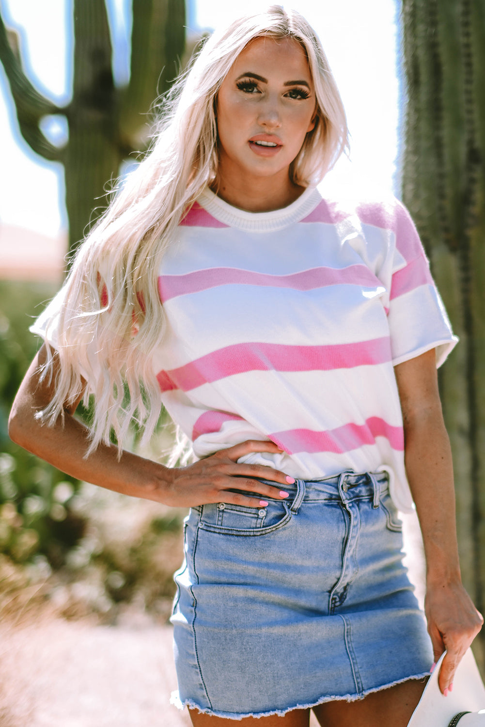 Threaded Pear Summer Sleeve Lightweight Knitted Top