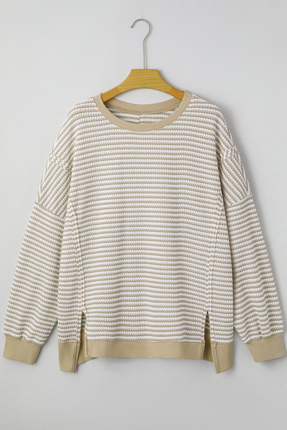 Threaded Pear Vanessa Knit Ribbed Trim Long Sleeve PLUS Top