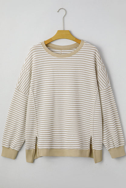 Threaded Pear Vanessa Knit Ribbed Trim Long Sleeve PLUS Top