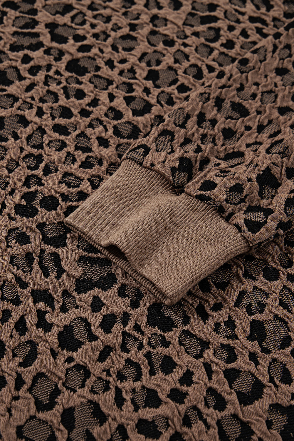 Threaded Pear Annie Ribbed Trim Leopard Top