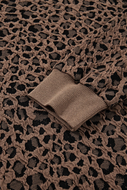 Threaded Pear Annie Ribbed Trim Leopard Top