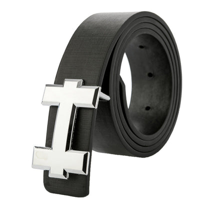 Luxury H-Brand Designer Belt for Men & Women | High-Quality PU Leather Waist Strap | Iconic H-Buckle Fashion Belt for Jeans | Premium 110cm Unisex Designer Belt - Black
