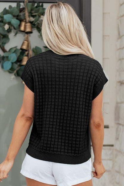 Threaded Pear Marina Textured Short Sleeve Sweater