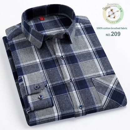 Men’s Casual Plaid Cotton Shirt | Modern Square Collar Checkered Button-Down | Premium Breathable Cotton Flannel Style Shirt | Trendy Slim-Fit Plaid Long Sleeve for Men