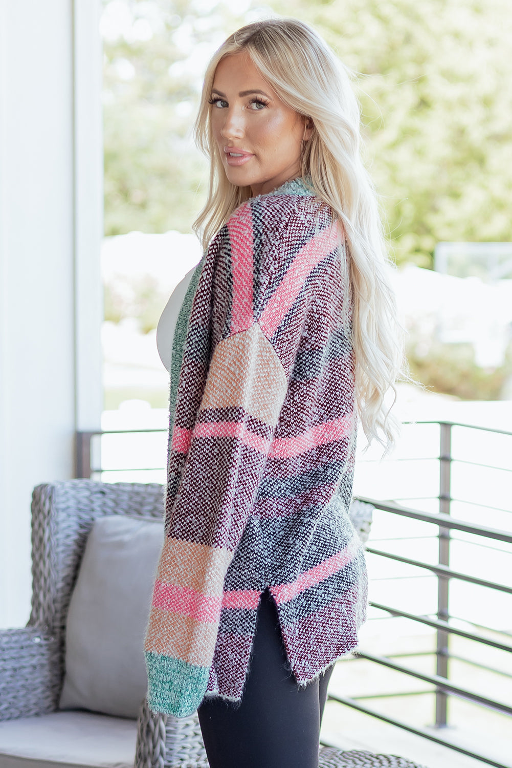 Threaded Pear Elsa Slit Open Front Cardigan