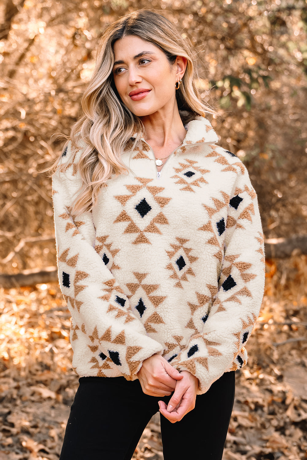 Threaded Pear Elizy Quarter Zip Collar Sweatshirt