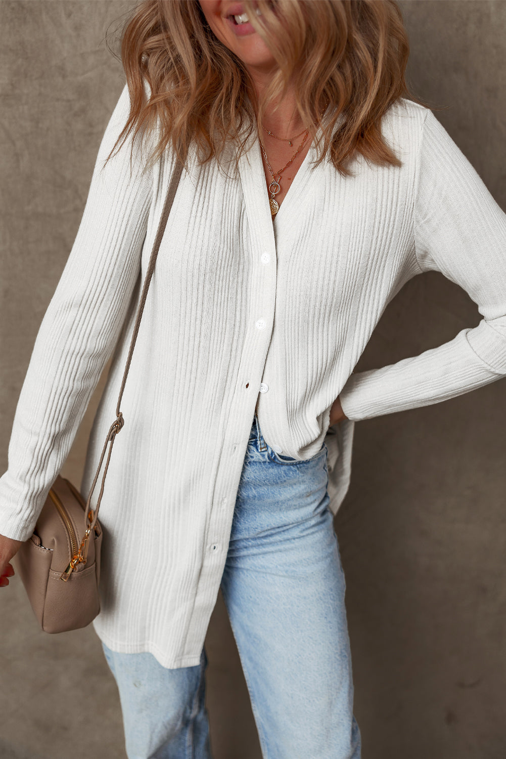 Threaded Pear Gianna Ribbed Up Tunic Cardigan