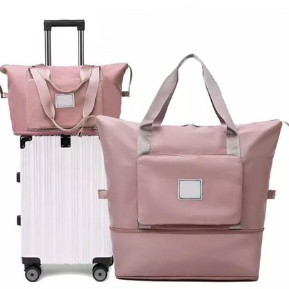 Foldable Large Capacity Travel Bag for Women | Waterproof Oxford Gym & Fitness Tote | Expandable Weekender Overnight Bag | Portable Lightweight Carry-on for Travel & Hospital