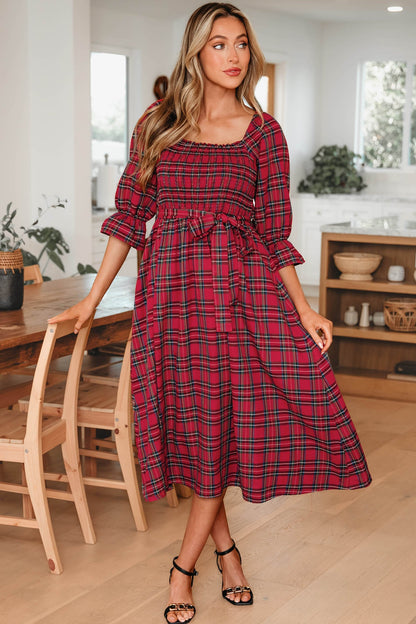 Threaded Pear Jazmin Waist Flared Midi Dress