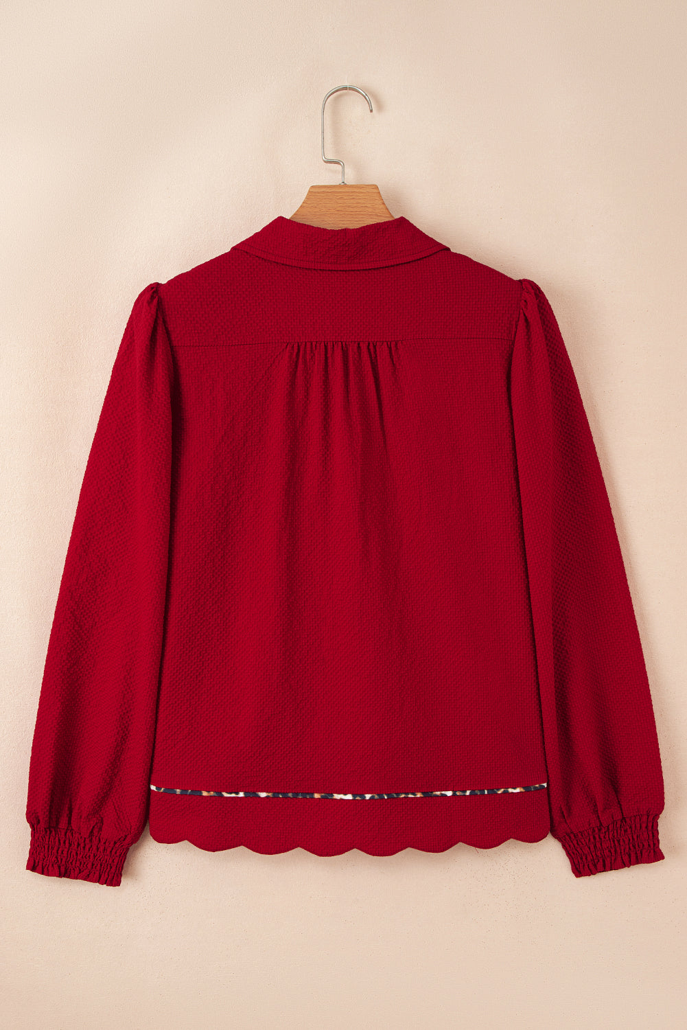 Threaded Pear Alma Contrasted Trim Textured Blouse