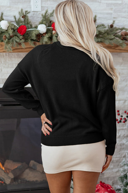 Threaded Pear Darcy Christmas Drop Shoulder Sweater