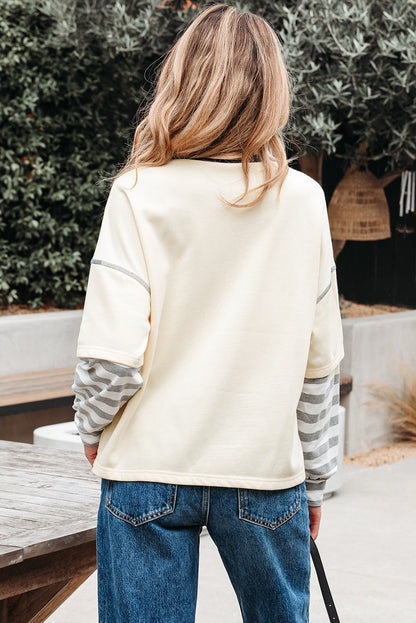 Threaded Pear Ashley Striped Long Sleeve Two-in-one Top