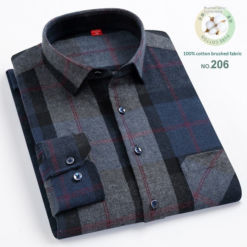 Men’s Casual Plaid Cotton Shirt | Modern Square Collar Checkered Button-Down | Premium Breathable Cotton Flannel Style Shirt | Trendy Slim-Fit Plaid Long Sleeve for Men