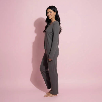 Anna-Kaci Women's 2-Piece Set Soft Knit Lounge Pants and Button-Up Cardigan with Tank Top
